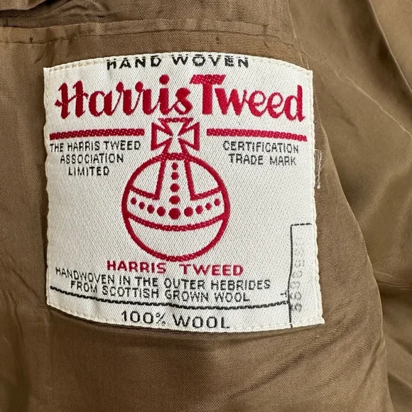 VTG Harris Tweed Brown Wool Blazer Jacket Pure Scottish Wool Men Sz 44 London - Picture 3 of 12